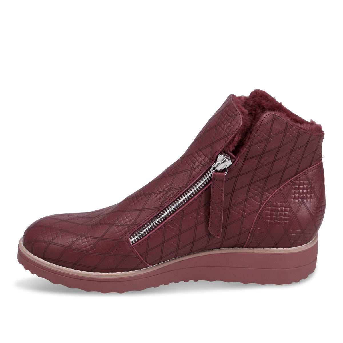 BURGUNDY CHECK EMBOSSED | Left