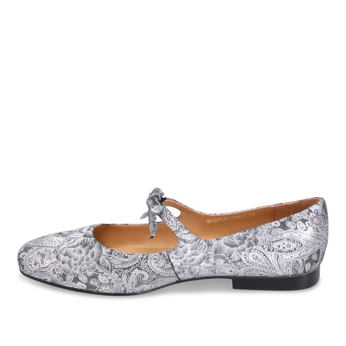 BLACK SILVER PRINT LEATHER | Left