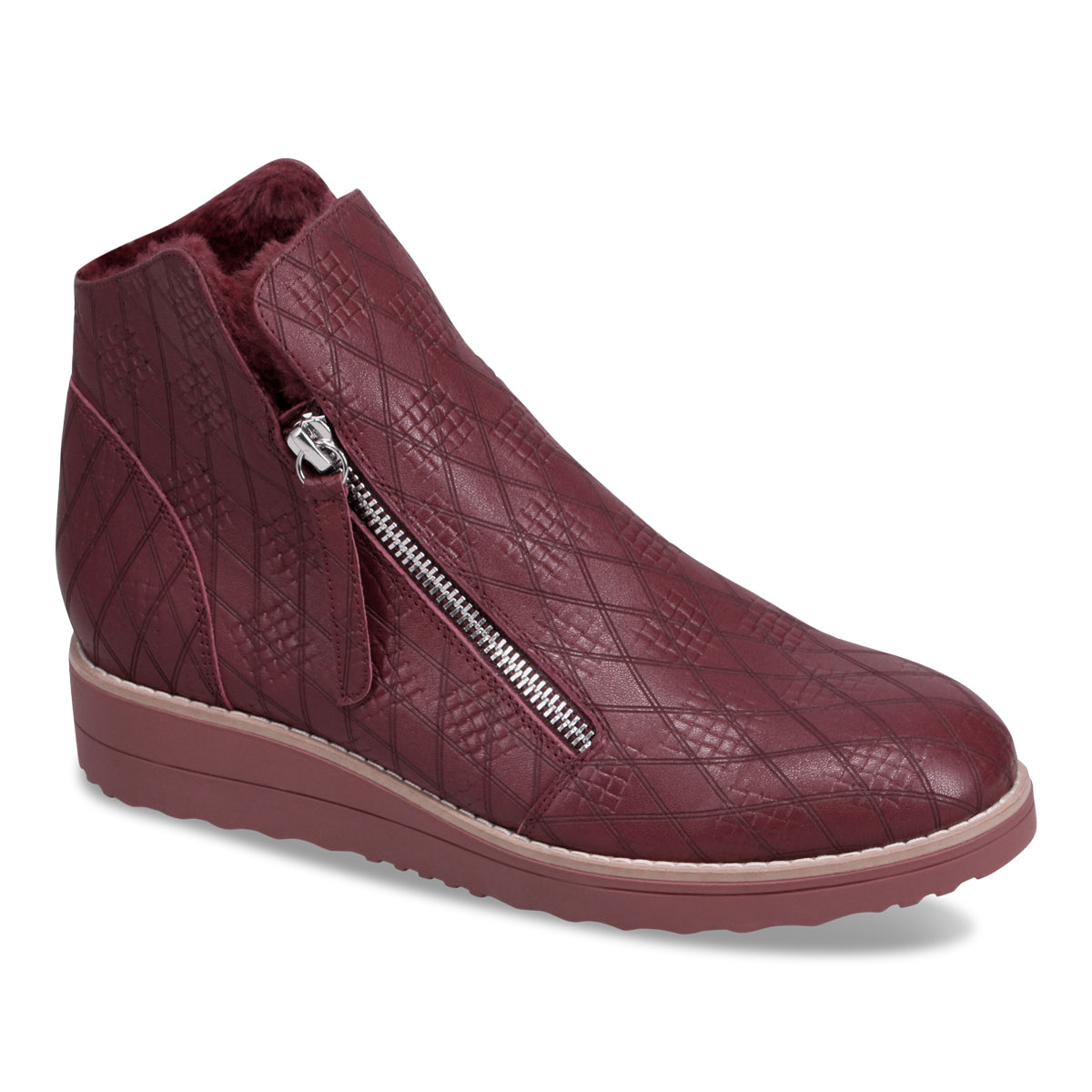 BURGUNDY CHECK EMBOSSED