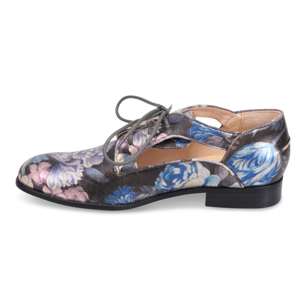 BLUE VINTAGE FLORAL LEATHER | Left
