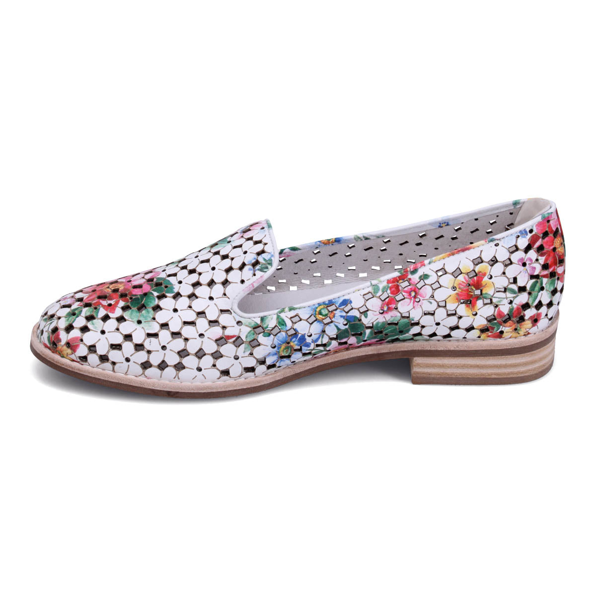 WHITE FLORAL LEATHER | Left